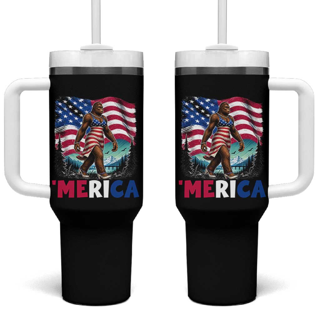 Funny Patriotic Sexy Bigfoot Tumbler With Handle Merica USA 250th Anniversary