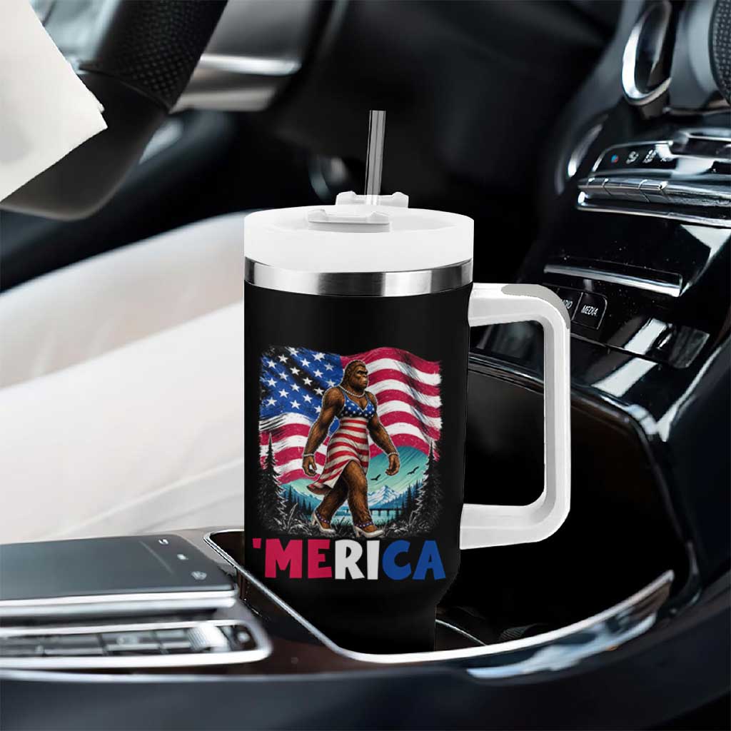 Funny Patriotic Sexy Bigfoot Tumbler With Handle Merica USA 250th Anniversary