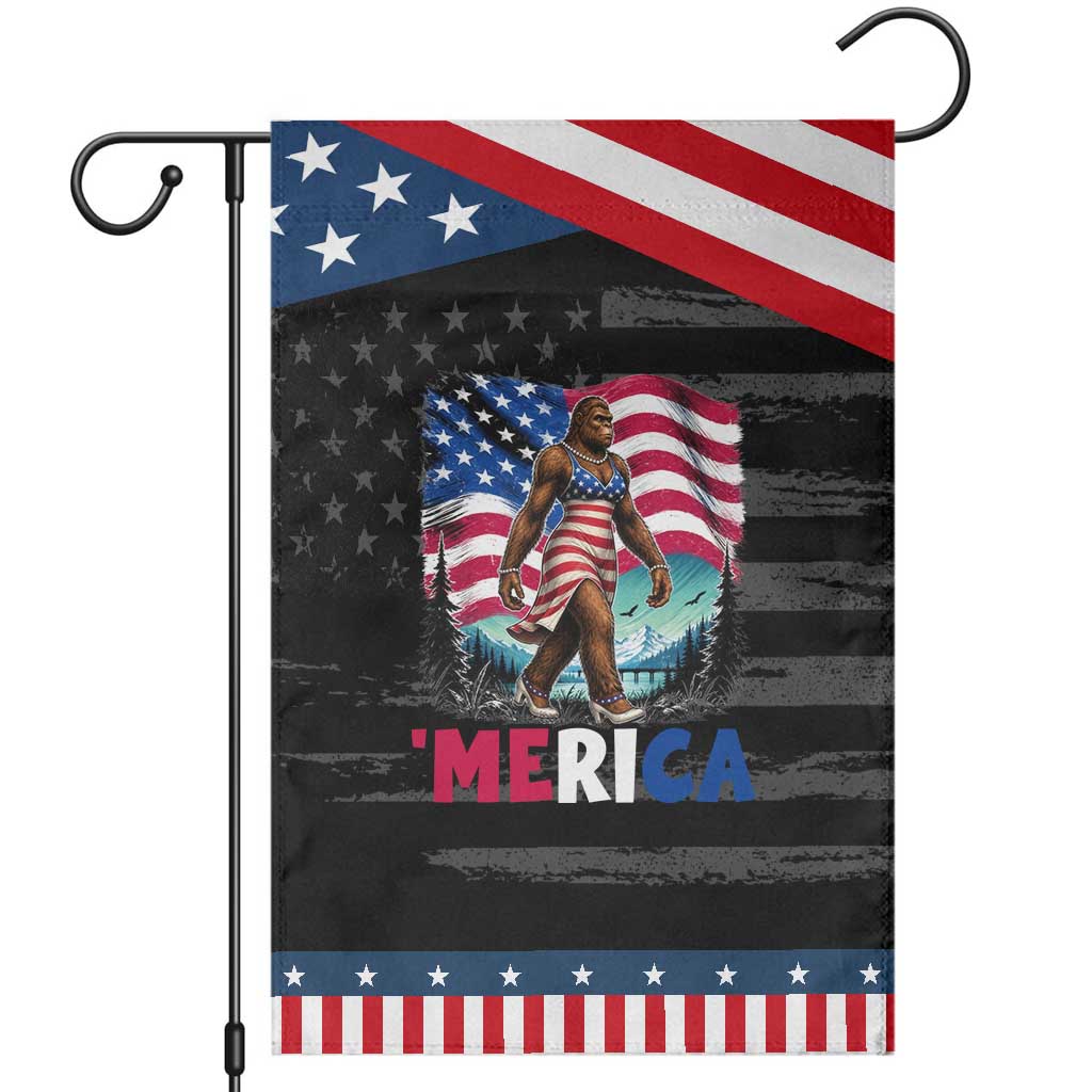 Funny Patriotic Sexy Bigfoot Patriotic Garden Flag Merica USA 250th Anniversary