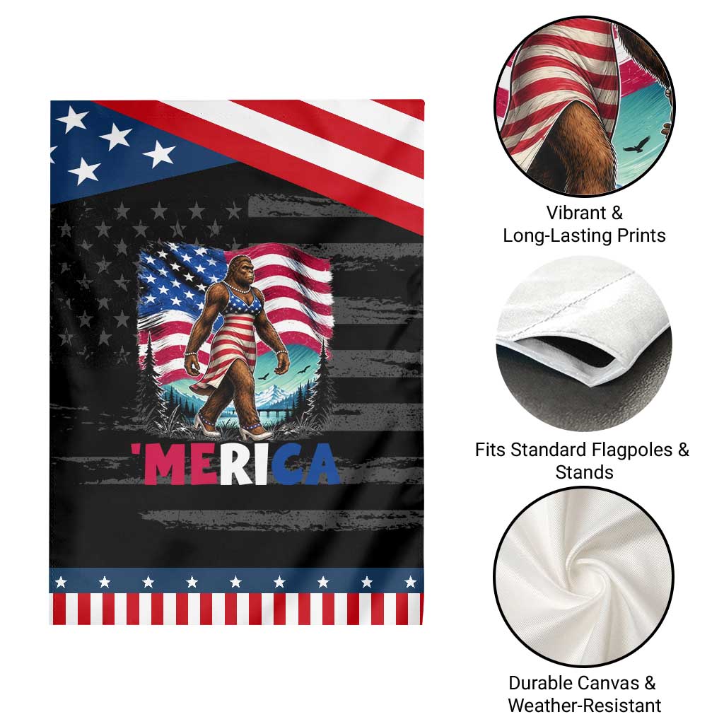 Funny Patriotic Sexy Bigfoot Patriotic Garden Flag Merica USA 250th Anniversary