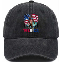 Funny Patriotic Sexy Bigfoot Washed Cotton Baseball Cap Merica USA 250th Anniversary