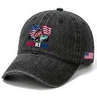 Funny Patriotic Sexy Bigfoot Washed Cotton Baseball Cap Merica USA 250th Anniversary