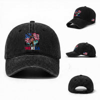Funny Patriotic Sexy Bigfoot Washed Cotton Baseball Cap Merica USA 250th Anniversary