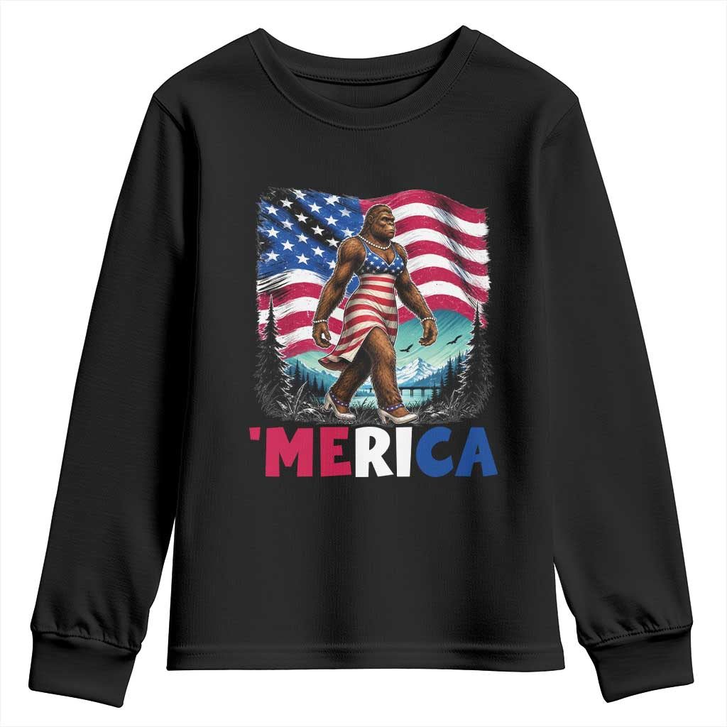 Funny Patriotic Sexy Bigfoot Youth Sweatshirt Merica USA 250th Anniversary