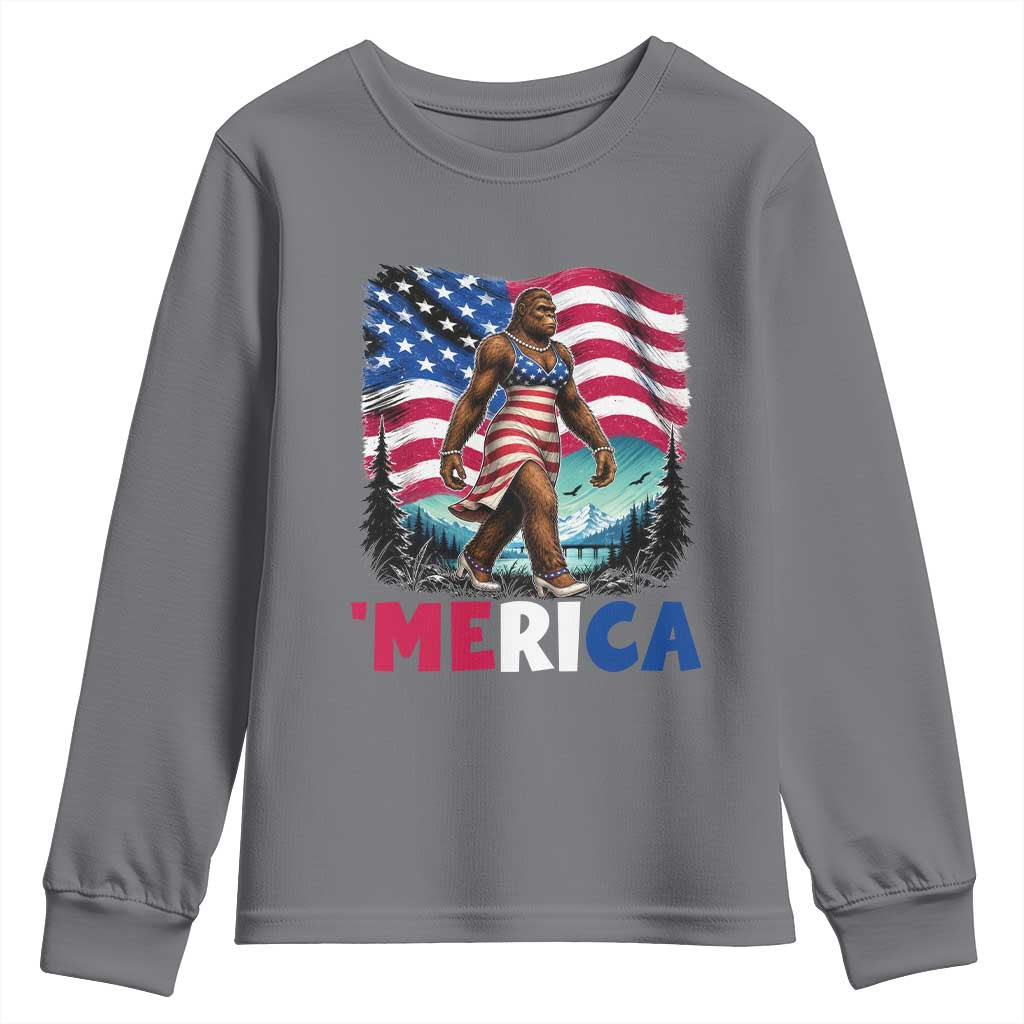 Funny Patriotic Sexy Bigfoot Youth Sweatshirt Merica USA 250th Anniversary