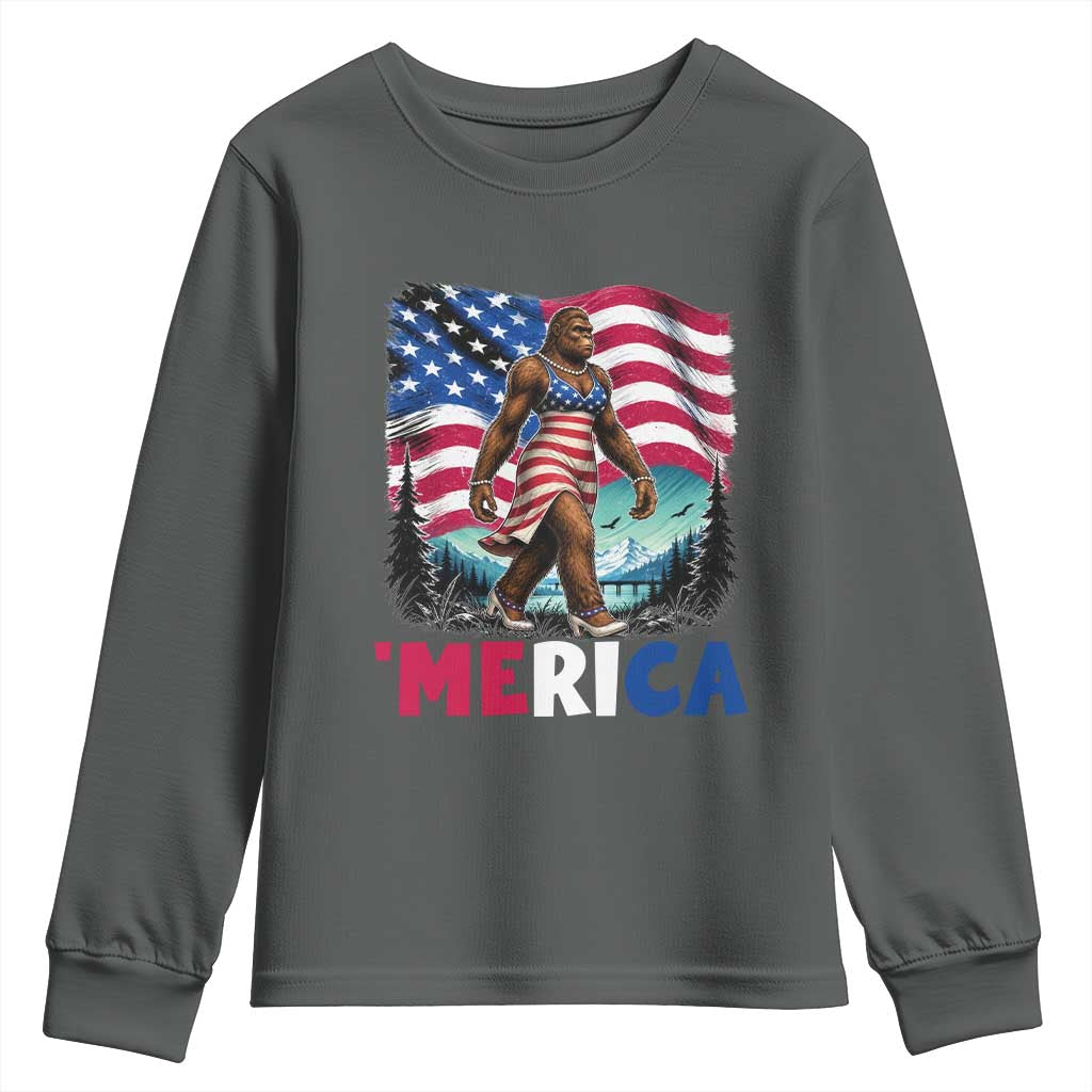 Funny Patriotic Sexy Bigfoot Youth Sweatshirt Merica USA 250th Anniversary