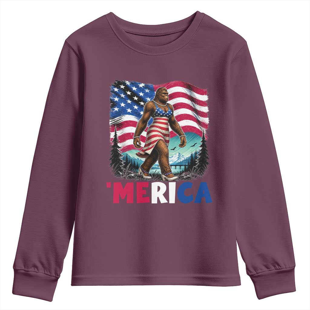 Funny Patriotic Sexy Bigfoot Youth Sweatshirt Merica USA 250th Anniversary