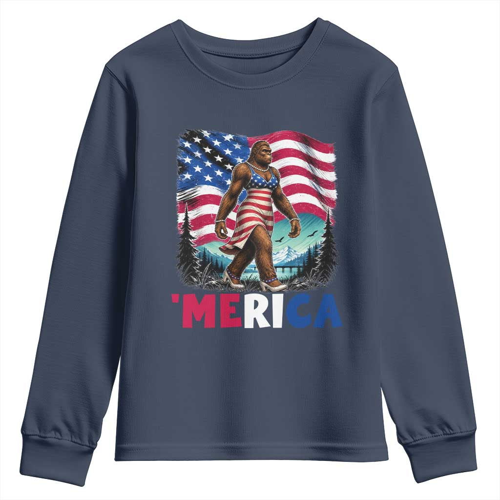 Funny Patriotic Sexy Bigfoot Youth Sweatshirt Merica USA 250th Anniversary