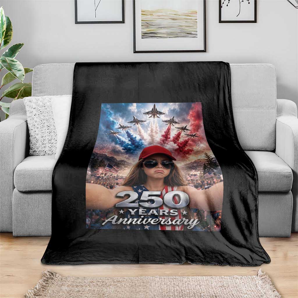 Funny Doll Face Meme 4th Of July Throw Blanket USA Freedom Jet Fighter Graphic