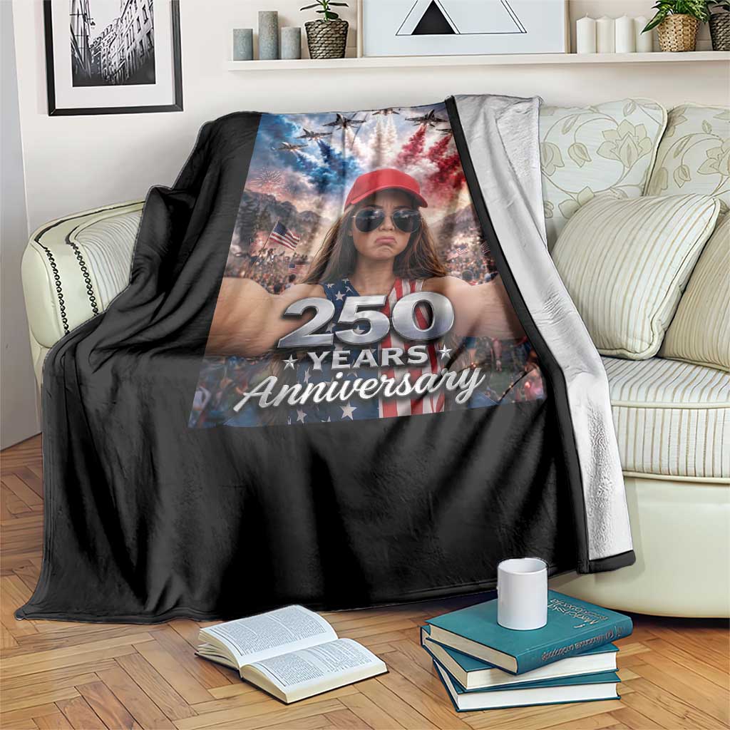 Funny Doll Face Meme 4th Of July Throw Blanket USA Freedom Jet Fighter Graphic