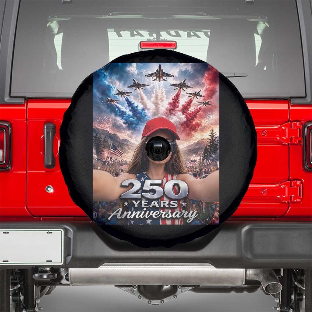 Funny Doll Face Meme 4th Of July Spare Tire Cover USA Freedom Jet Fighter Graphic