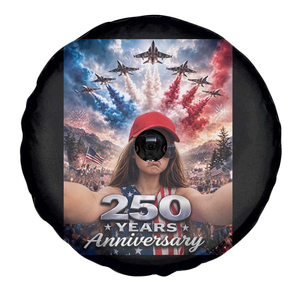Funny Doll Face Meme 4th Of July Spare Tire Cover USA Freedom Jet Fighter Graphic