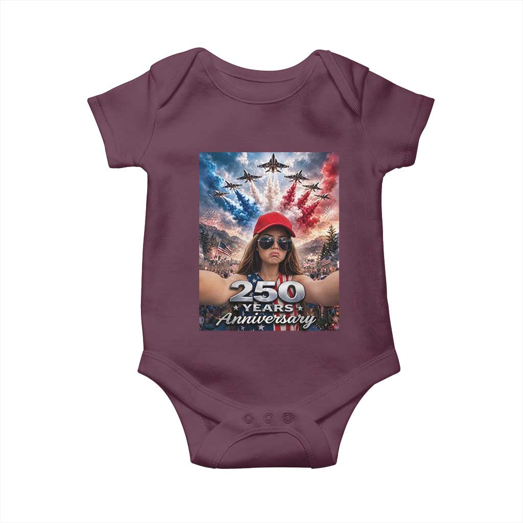 Funny Doll Face Meme 4th Of July Baby Onesie USA Freedom Jet Fighter Graphic