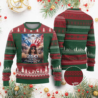Funny Doll Face Meme 4th Of July Ugly Christmas Sweater USA Freedom Jet Fighter Graphic