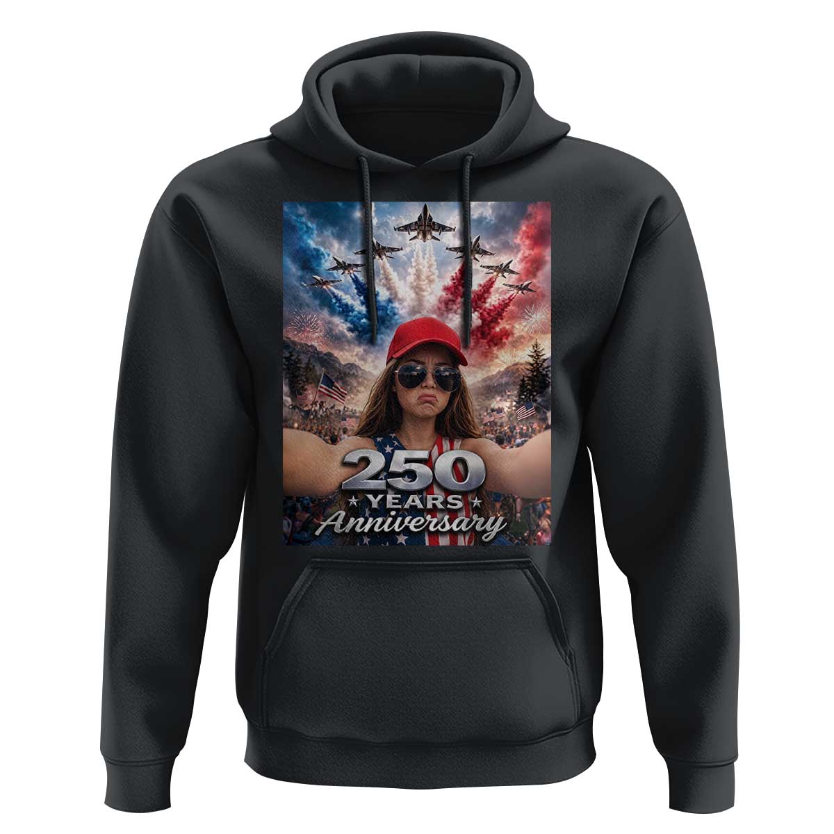 Funny Doll Face Meme 4th Of July Hoodie USA Freedom Jet Fighter Graphic
