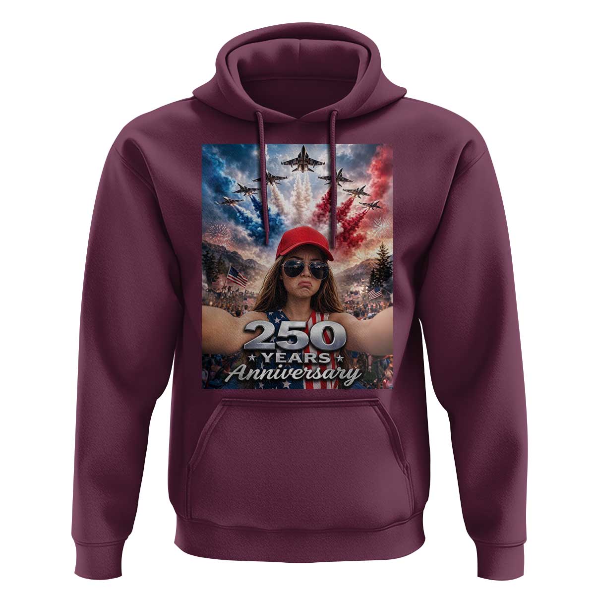 Funny Doll Face Meme 4th Of July Hoodie USA Freedom Jet Fighter Graphic