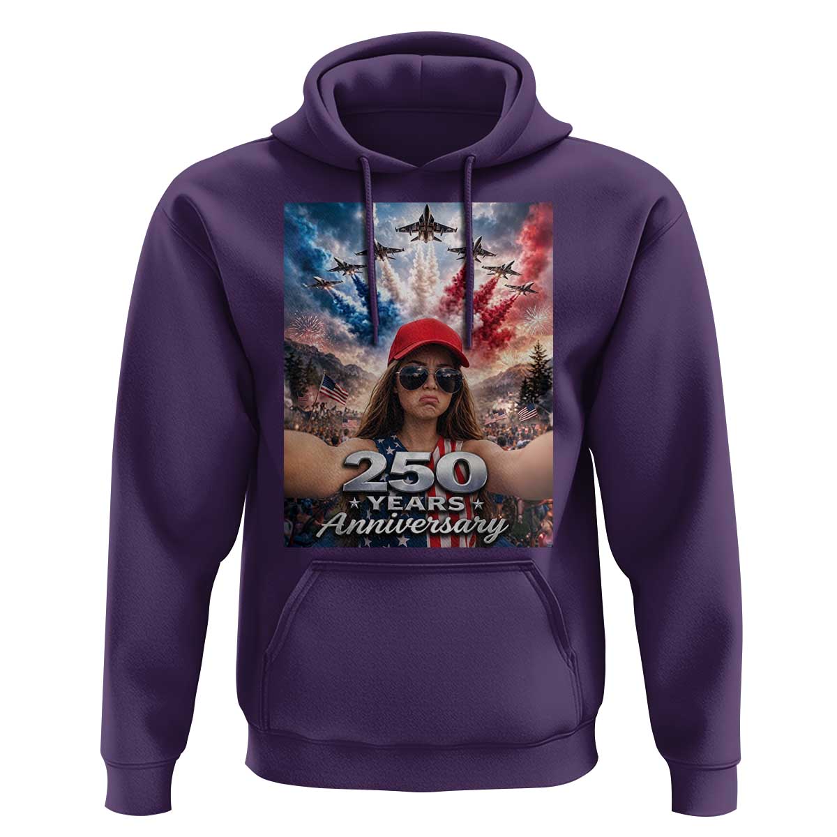 Funny Doll Face Meme 4th Of July Hoodie USA Freedom Jet Fighter Graphic