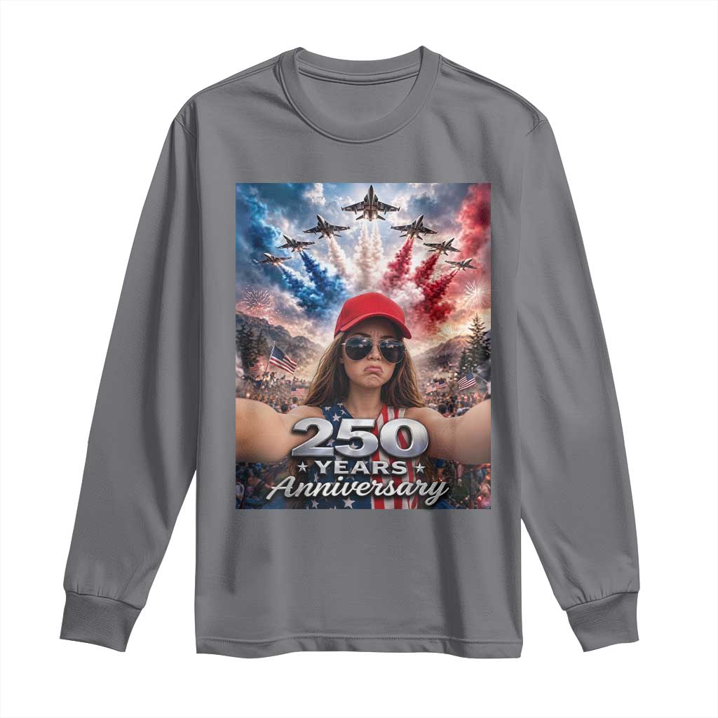 Funny Doll Face Meme 4th Of July Long Sleeve Shirt USA Freedom Jet Fighter Graphic
