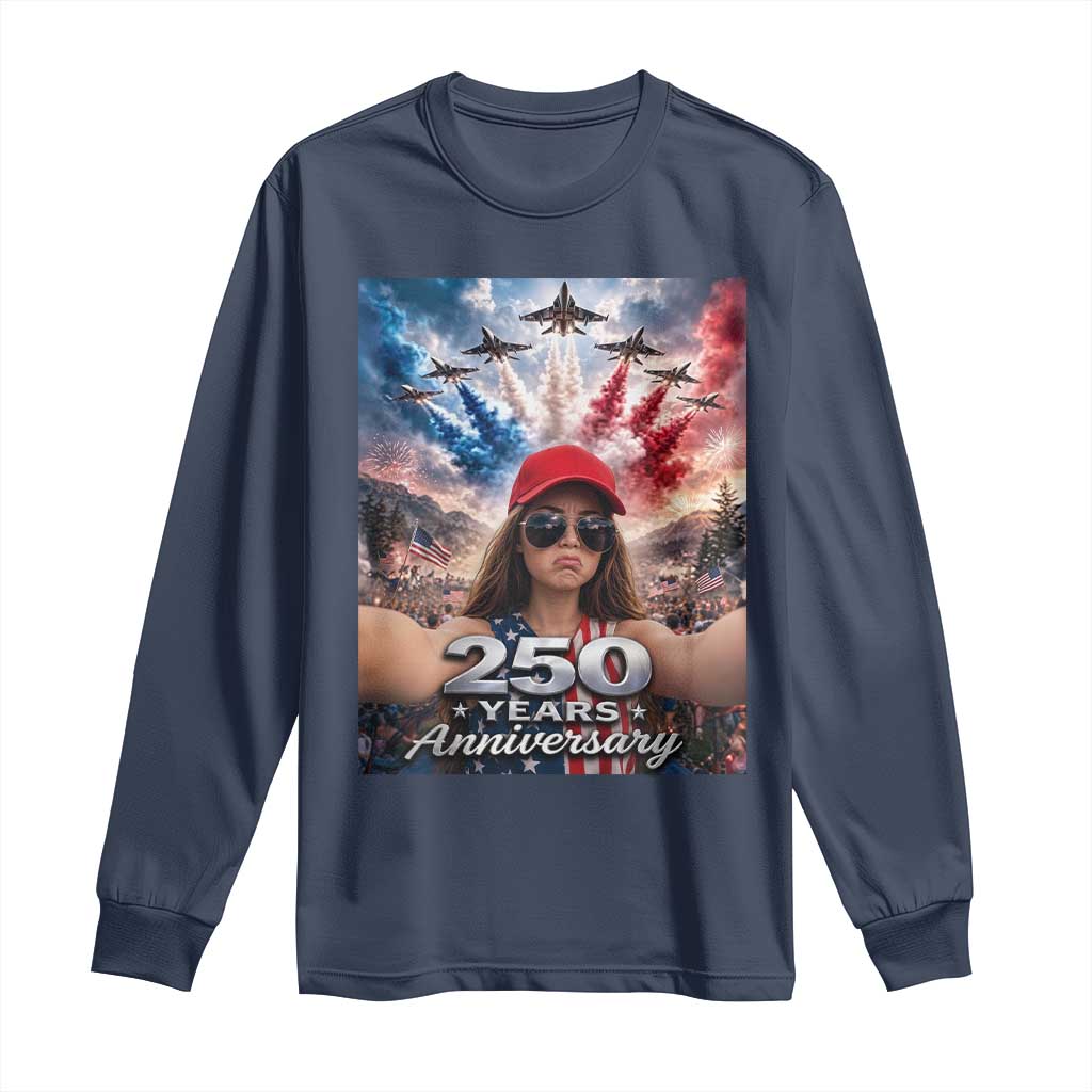 Funny Doll Face Meme 4th Of July Long Sleeve Shirt USA Freedom Jet Fighter Graphic