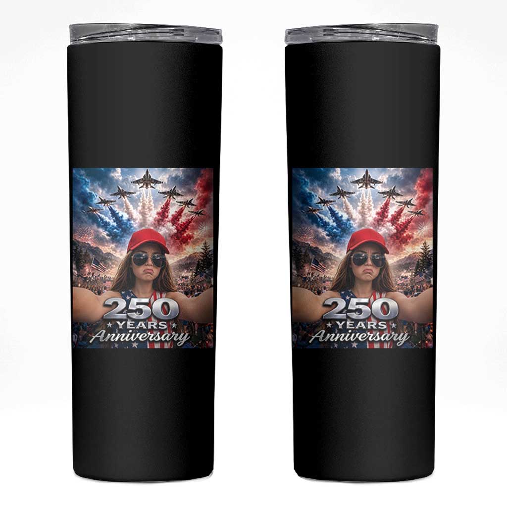 Funny Doll Face Meme 4th Of July Skinny Tumbler USA Freedom Jet Fighter Graphic
