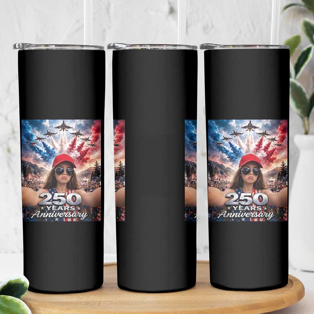 Funny Doll Face Meme 4th Of July Skinny Tumbler USA Freedom Jet Fighter Graphic