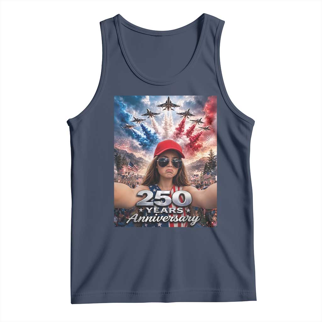 Funny Doll Face Meme 4th Of July Tank Top USA Freedom Jet Fighter Graphic