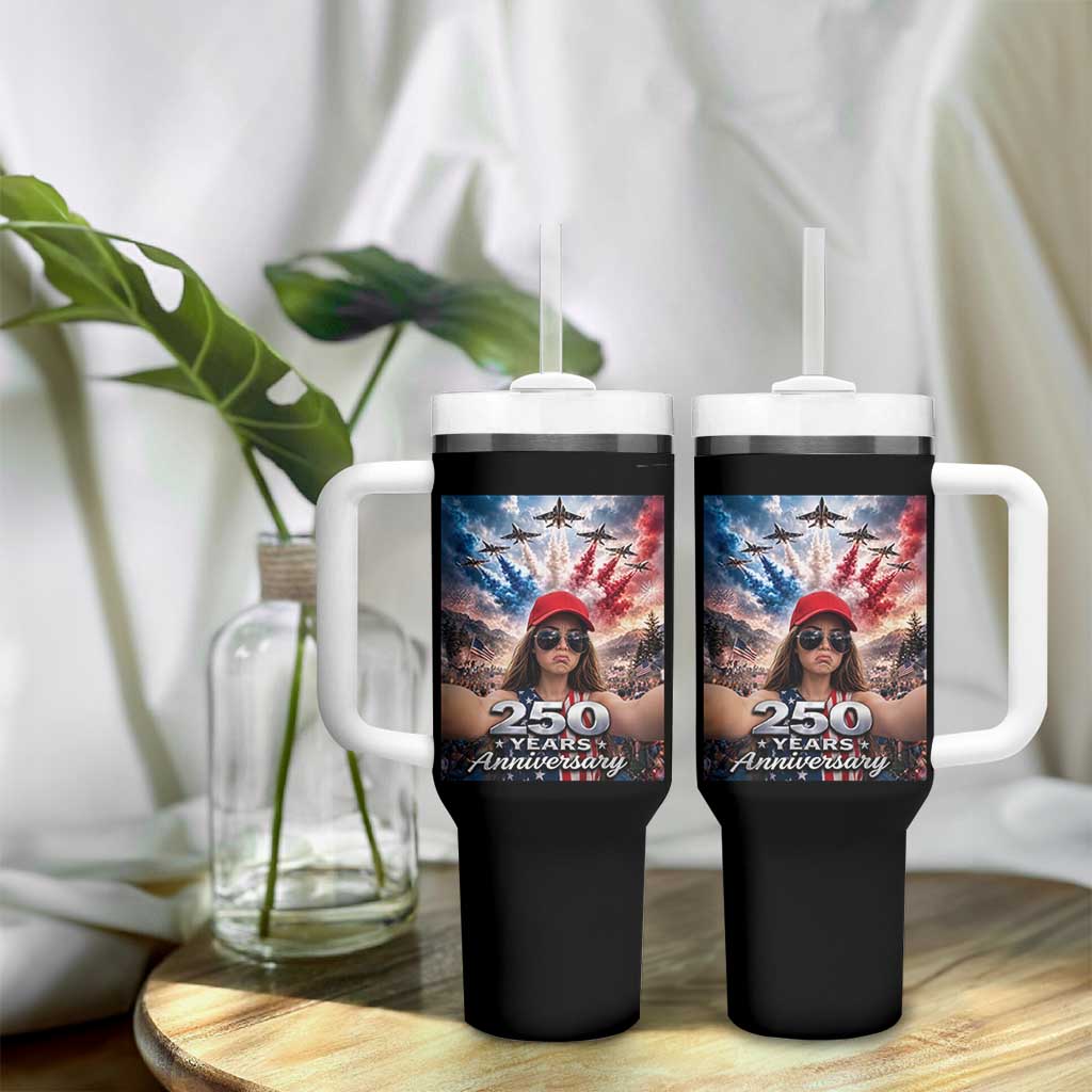 Funny Doll Face Meme 4th Of July Tumbler With Handle USA Freedom Jet Fighter Graphic
