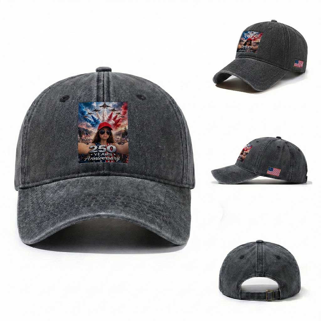 Funny Doll Face Meme 4th Of July Washed Cotton Baseball Cap USA Freedom Jet Fighter Graphic
