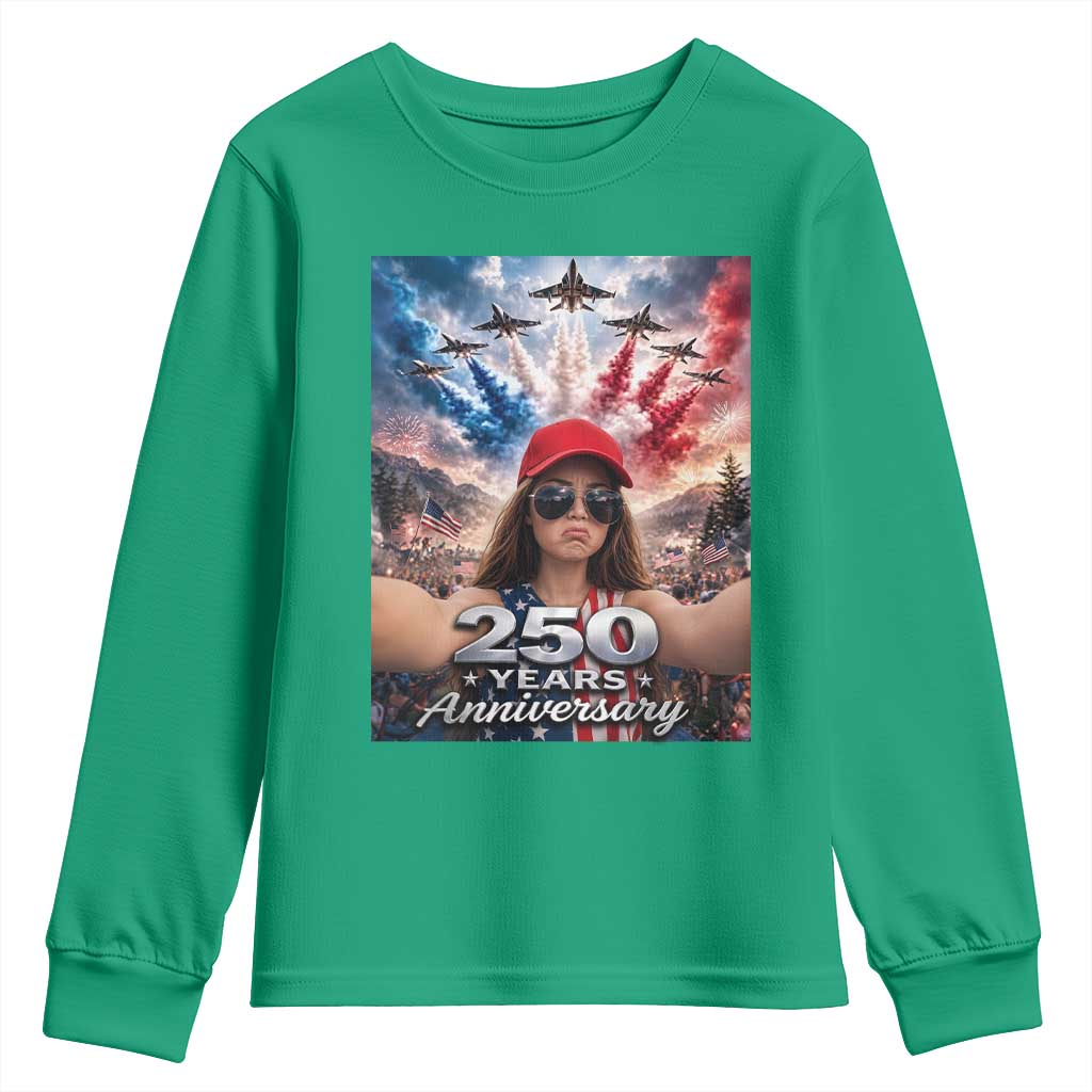 Funny Doll Face Meme 4th Of July Youth Sweatshirt USA Freedom Jet Fighter Graphic