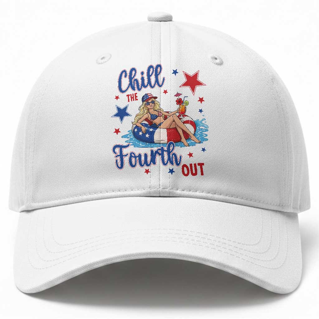 Funny Doll Face Meme 4th Of July Baseball Cap Chill The Fourth Out