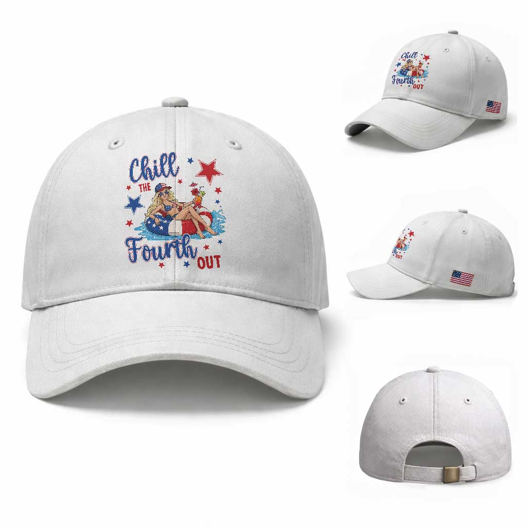 Funny Doll Face Meme 4th Of July Baseball Cap Chill The Fourth Out