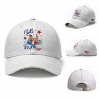 Funny Doll Face Meme 4th Of July Baseball Cap Chill The Fourth Out