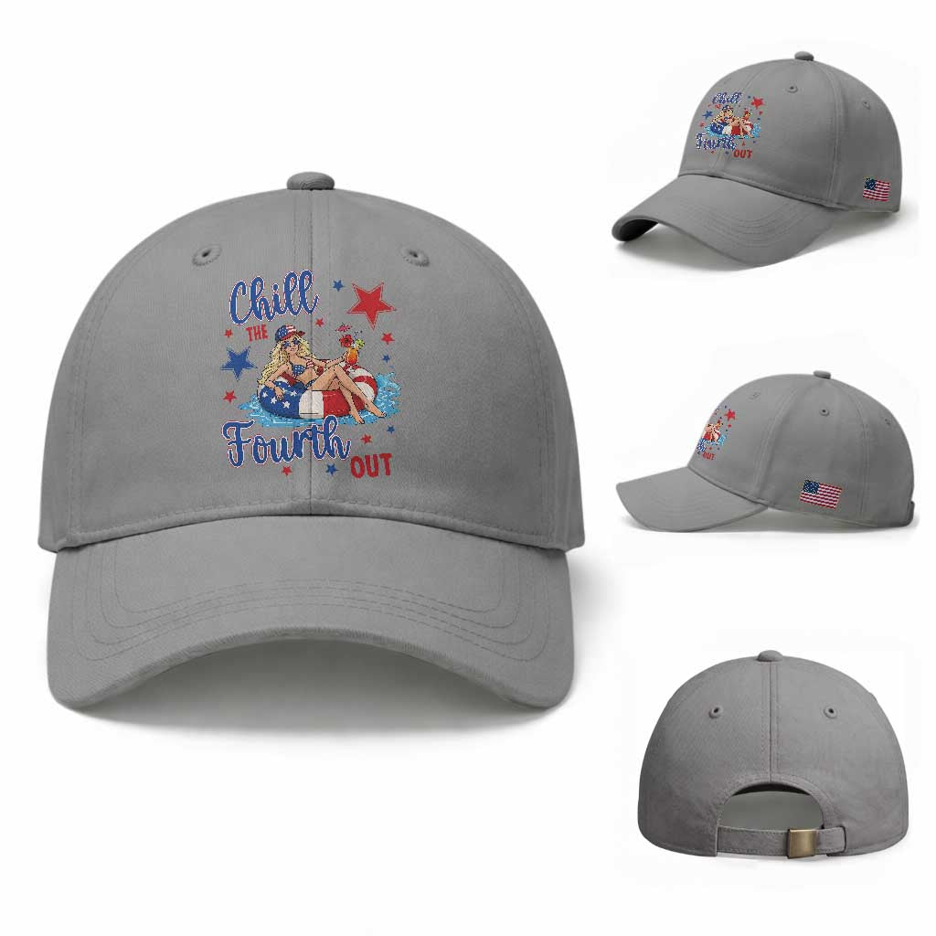 Funny Doll Face Meme 4th Of July Baseball Cap Chill The Fourth Out