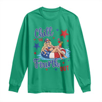 Funny Doll Face Meme 4th Of July Long Sleeve Shirt Chill The Fourth Out