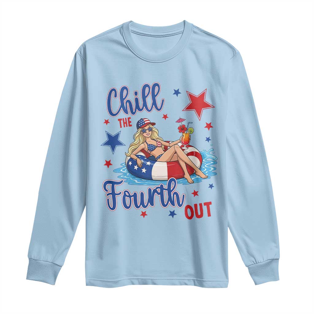 Funny Doll Face Meme 4th Of July Long Sleeve Shirt Chill The Fourth Out