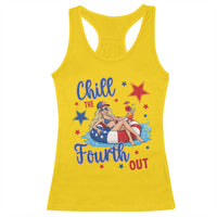 Funny Doll Face Meme 4th Of July Racerback Tank Top Chill The Fourth Out