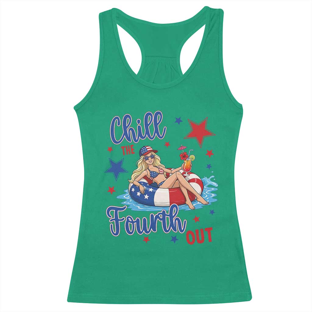 Funny Doll Face Meme 4th Of July Racerback Tank Top Chill The Fourth Out