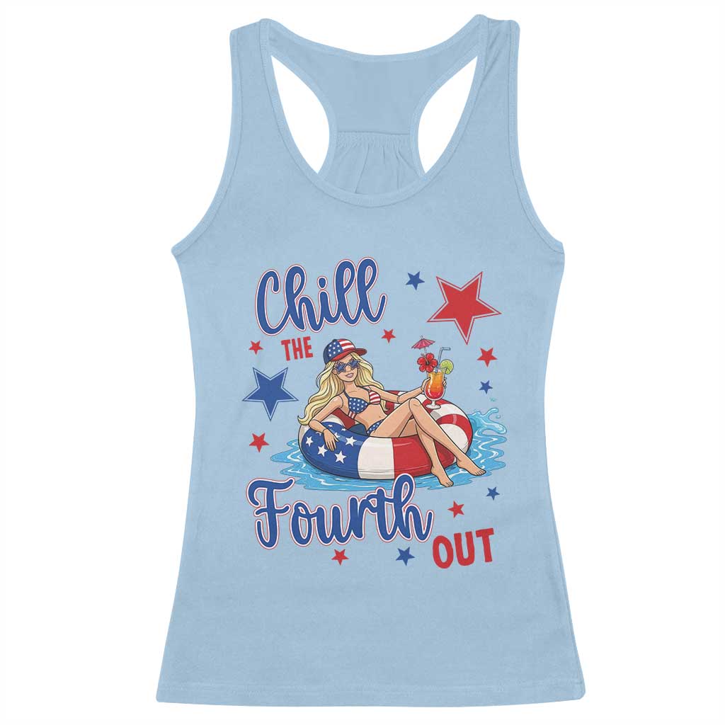 Funny Doll Face Meme 4th Of July Racerback Tank Top Chill The Fourth Out