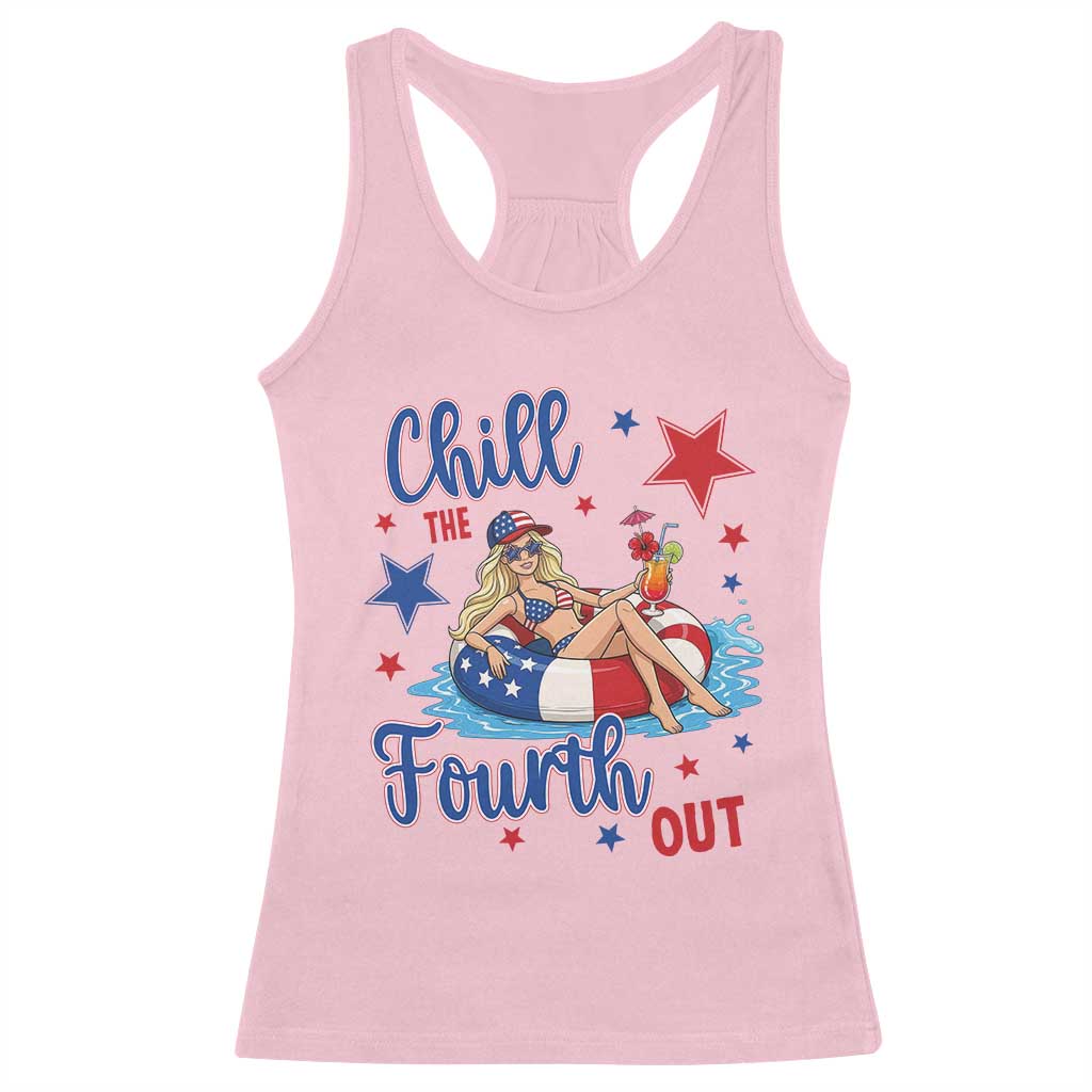 Funny Doll Face Meme 4th Of July Racerback Tank Top Chill The Fourth Out