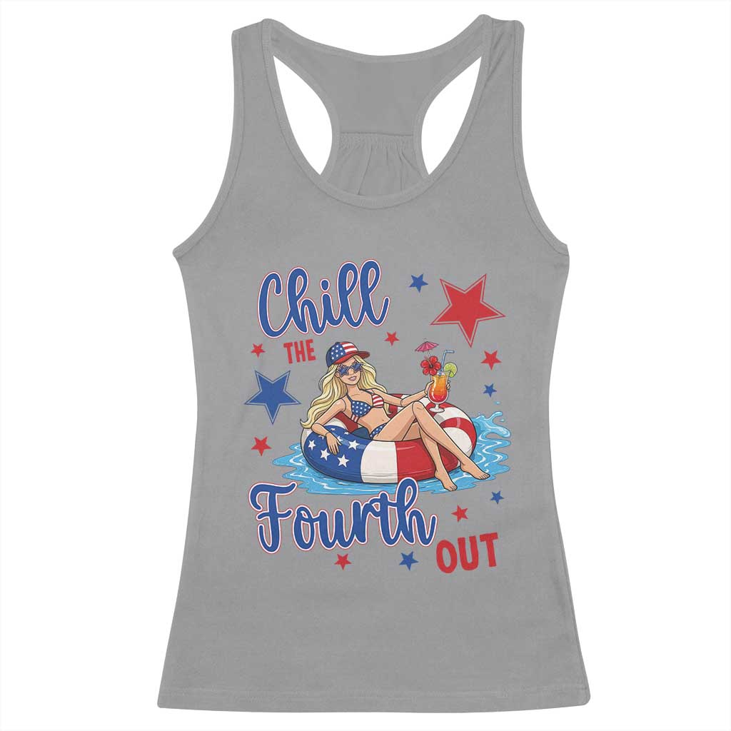 Funny Doll Face Meme 4th Of July Racerback Tank Top Chill The Fourth Out