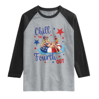 Funny Doll Face Meme 4th Of July Raglan Shirt Chill The Fourth Out