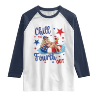 Funny Doll Face Meme 4th Of July Raglan Shirt Chill The Fourth Out