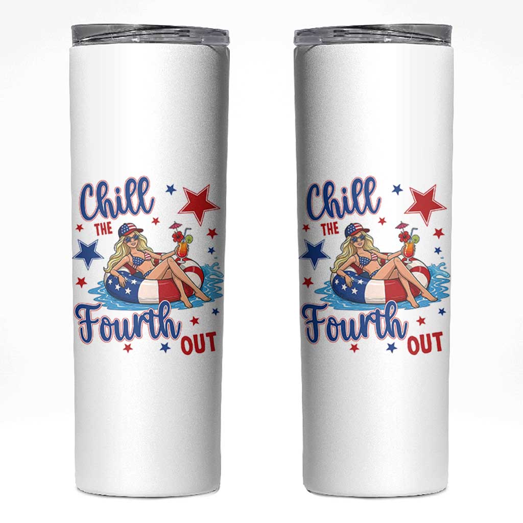 Funny Doll Face Meme 4th Of July Skinny Tumbler Chill The Fourth Out