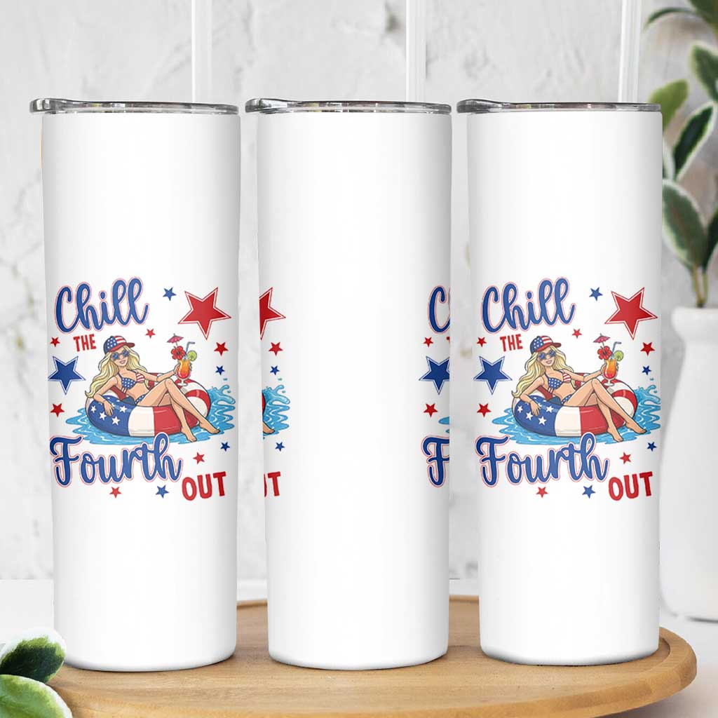 Funny Doll Face Meme 4th Of July Skinny Tumbler Chill The Fourth Out