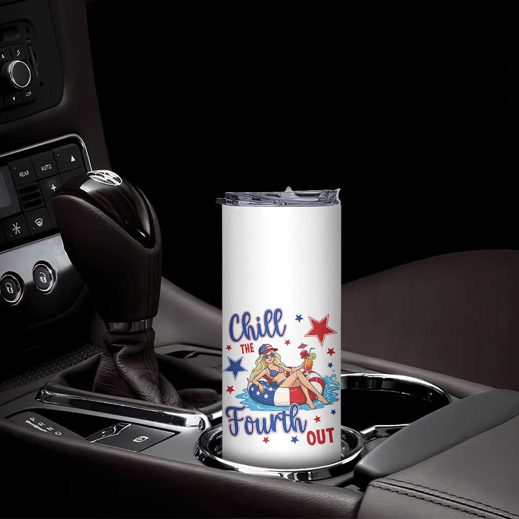 Funny Doll Face Meme 4th Of July Skinny Tumbler Chill The Fourth Out