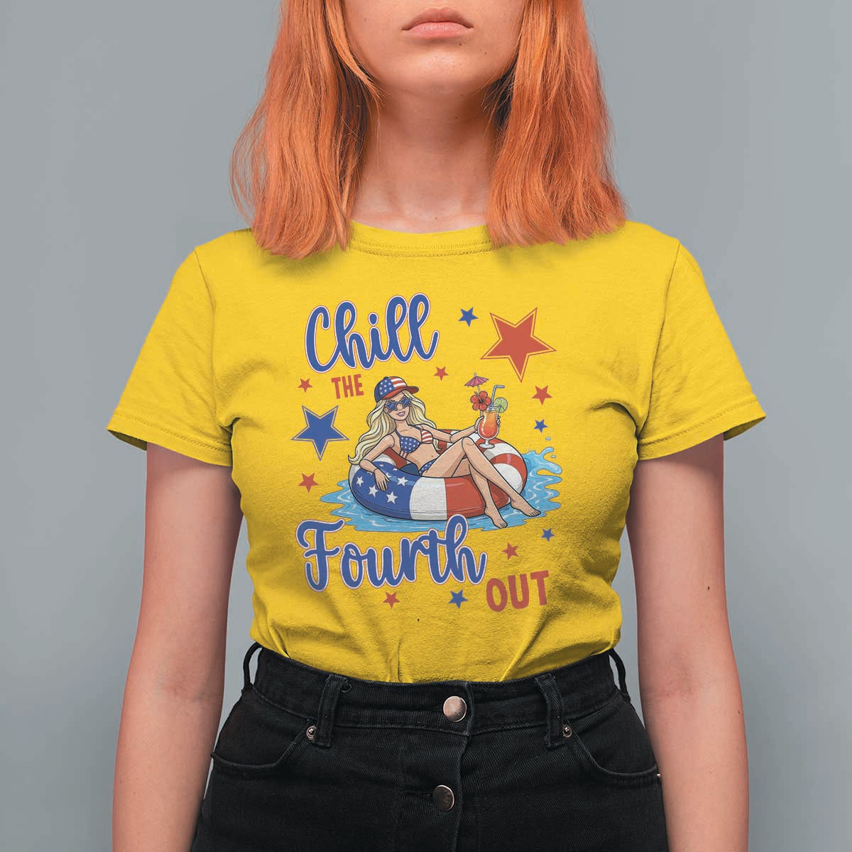 Funny Doll Face Meme 4th Of July T Shirt For Women Chill The Fourth Out