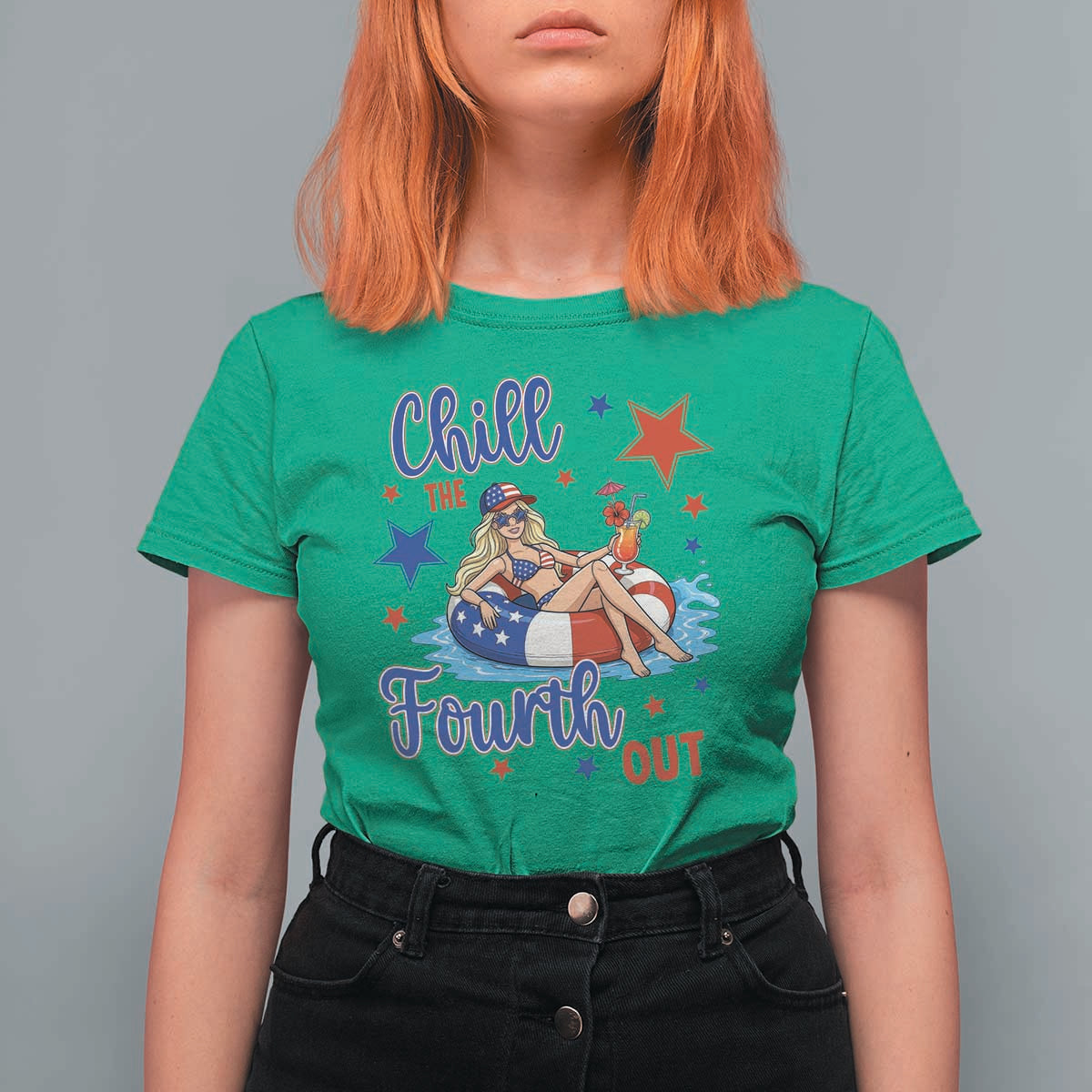Funny Doll Face Meme 4th Of July T Shirt For Women Chill The Fourth Out