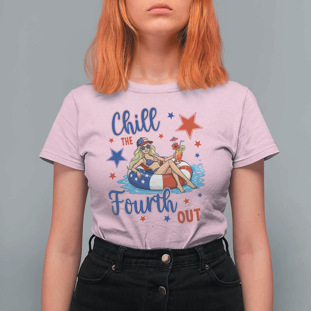 Funny Doll Face Meme 4th Of July T Shirt For Women Chill The Fourth Out