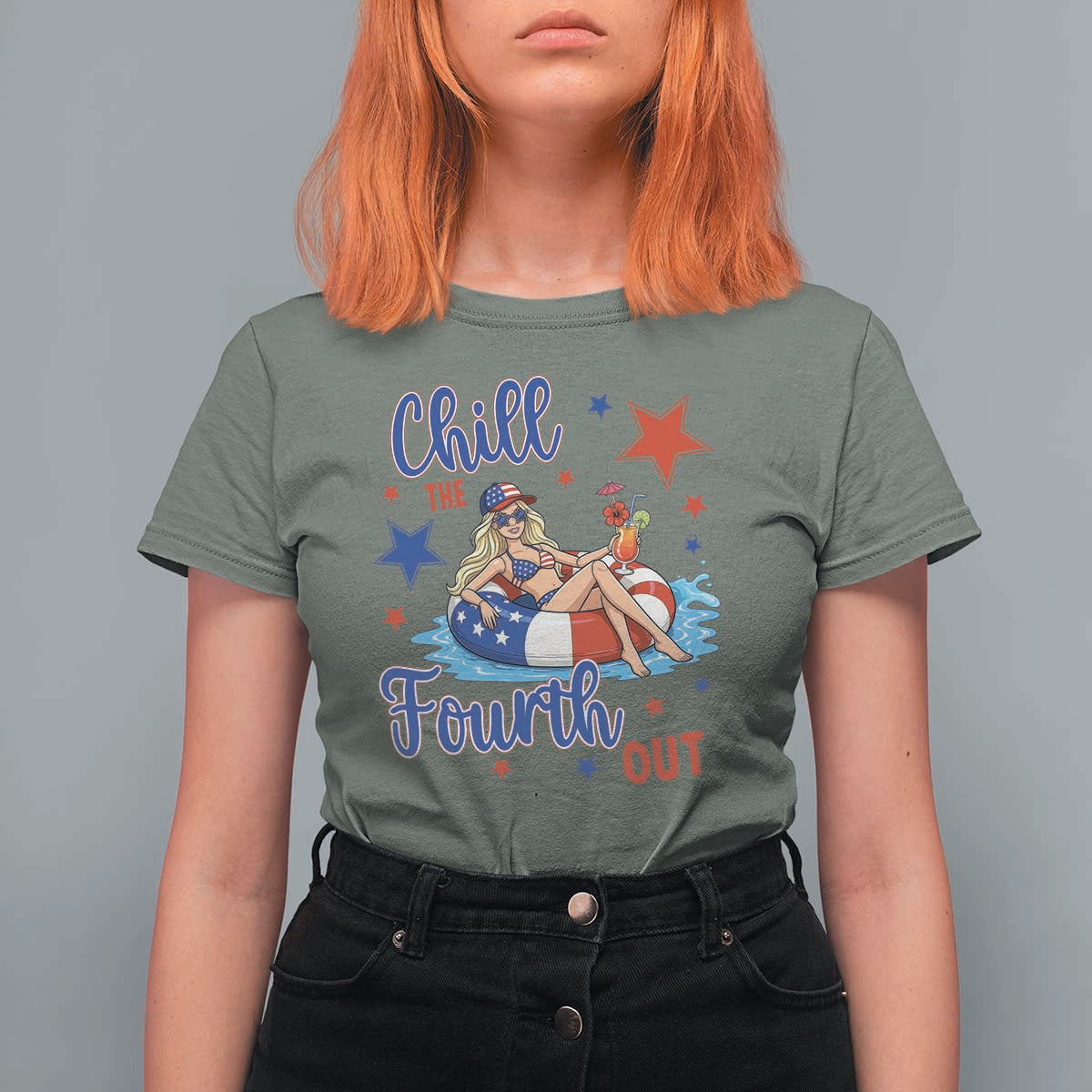 Funny Doll Face Meme 4th Of July T Shirt For Women Chill The Fourth Out