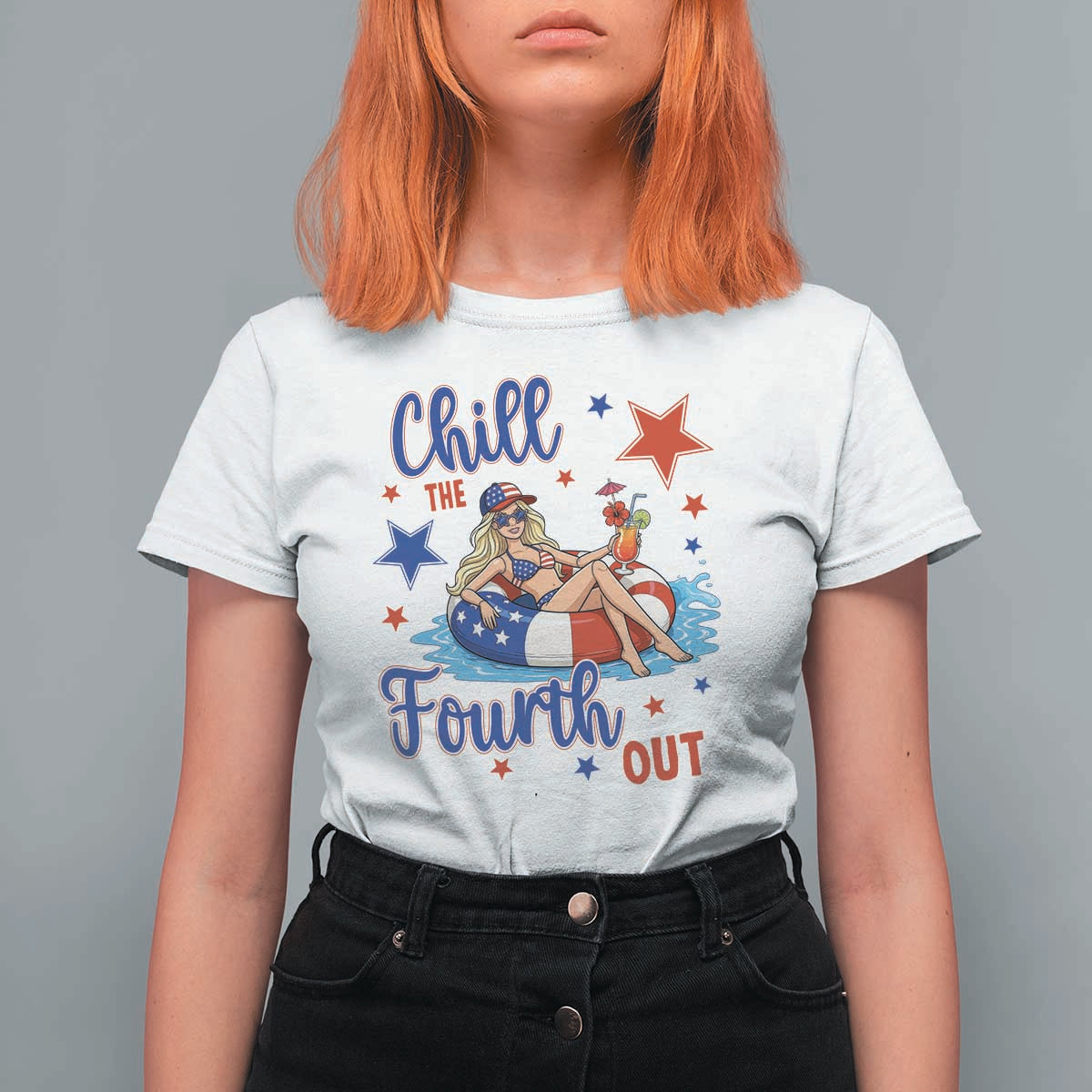 Funny Doll Face Meme 4th Of July T Shirt For Women Chill The Fourth Out
